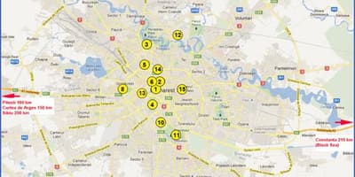 Карта Бухарест достопримечательности 